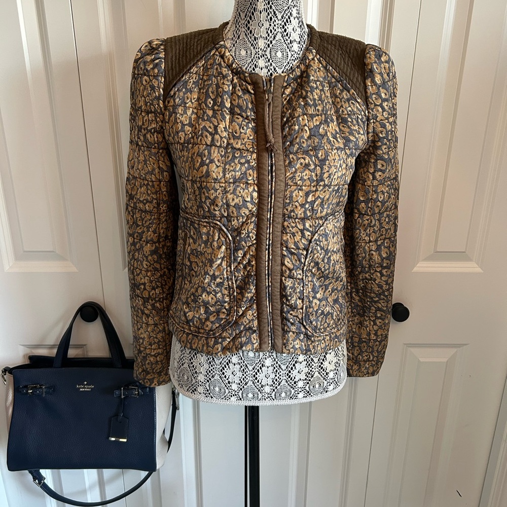 Wilfred Dauphine Animal Print Jacket - Brown Tan Navy & Army Green